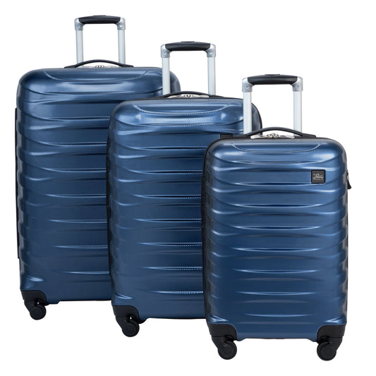 "Royal Blue 3-Piece Hardside Luggage Set with Spinner Wheels by Luggage Coho"