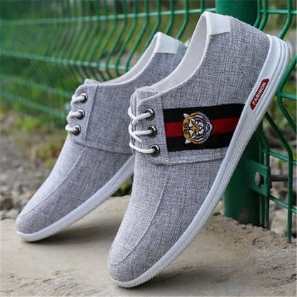 Men Driving Shoes Mens Gray Canvas Shoes Slip on Loafers Italian Lace up Men Shoes Men Casual Running Shoes Zapatos De Hombre
