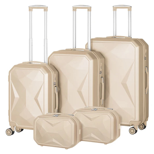 "5-Piece Hard Shell Luggage Set with TSA Lock - Perfect for Family and Business Travel"