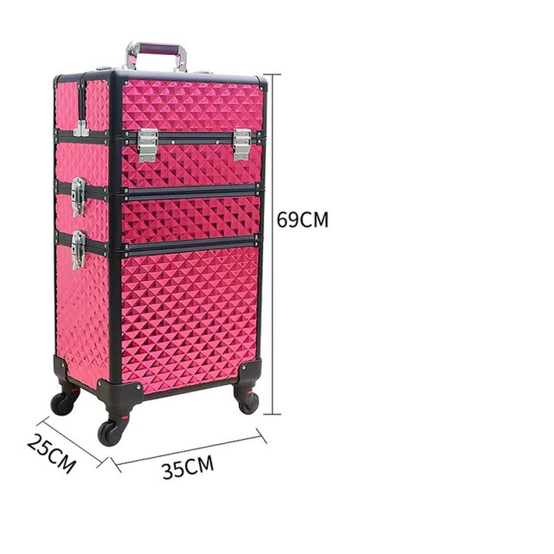 "Professional Beauty Travel Trolley Case with Foldable Design and Wheels"