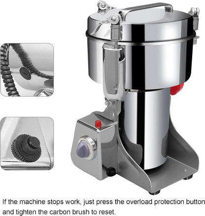 "High-Speed Commercial Grain Grinder Mill for Herbs, Spices, and Coffee - 1000G Capacity"