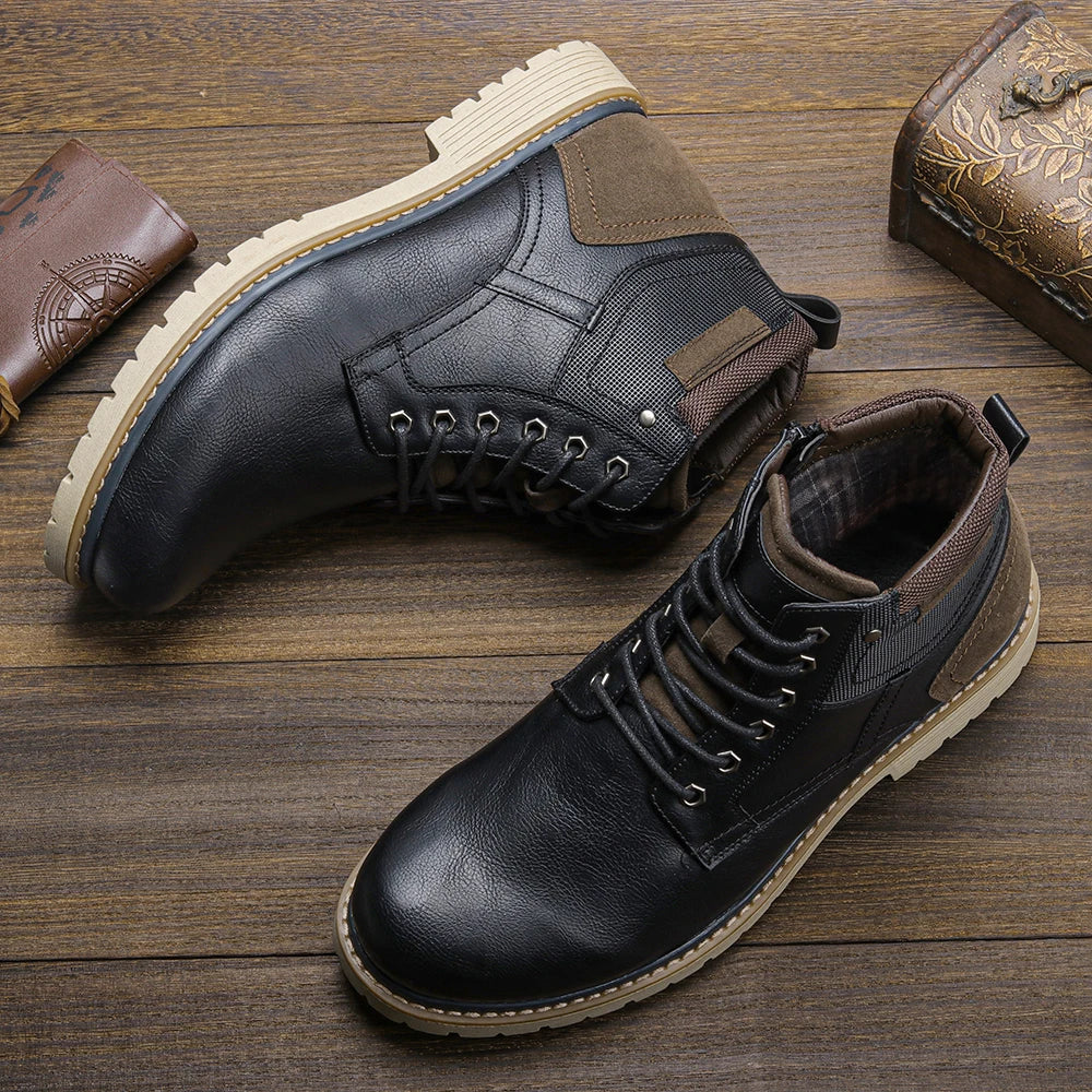 Men Winter Boots WOOTTEN Brand Retro Boots for Men Size 40-46 Handmade Rubber Ankle Boots Men Shoes #DM5252C1