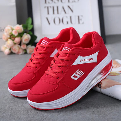 "Women's Breathable Sneakers: Comfortable Vulcanized Platform Wedge Shoes for Ladies"