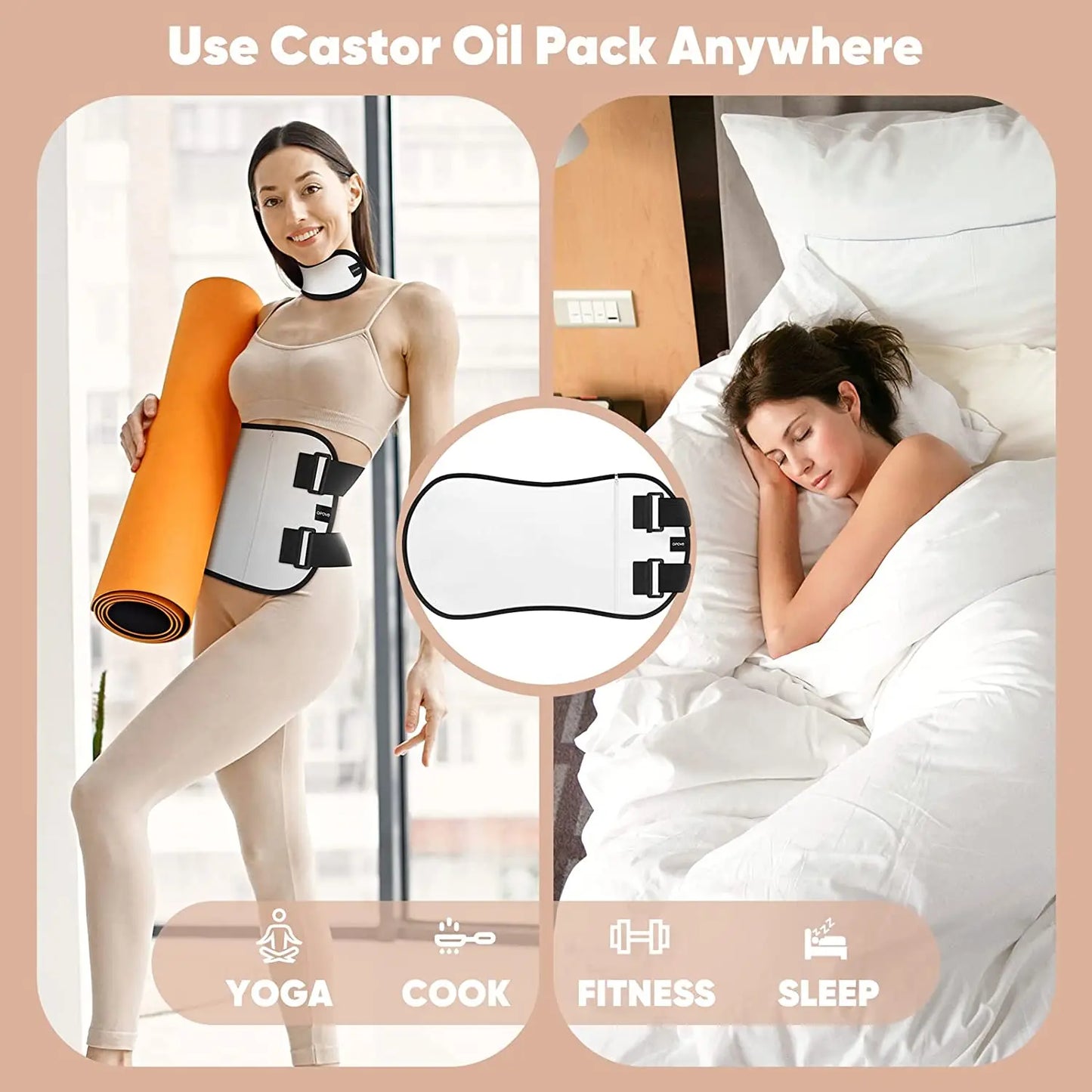Castor Oil Pack Wrap -2 Pack Organic Cotton Flannel Castor Oil Packs,Reusable Kit for Liver Detox, Fibroids Thyroid Neck