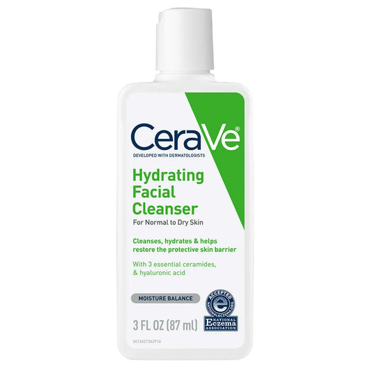 Hydrating Facial Cleanser, Daily Face Wash for Normal to Dry Skin, 3 Oz