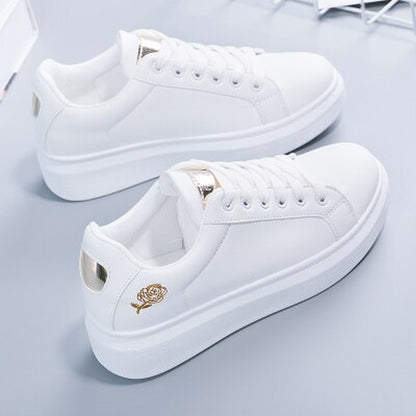 Women Casual Shoes 2020 New Spring Women Shoes Fashion Embroidered White Sneakers Breathable Flower Lace-Up Women Sneakers