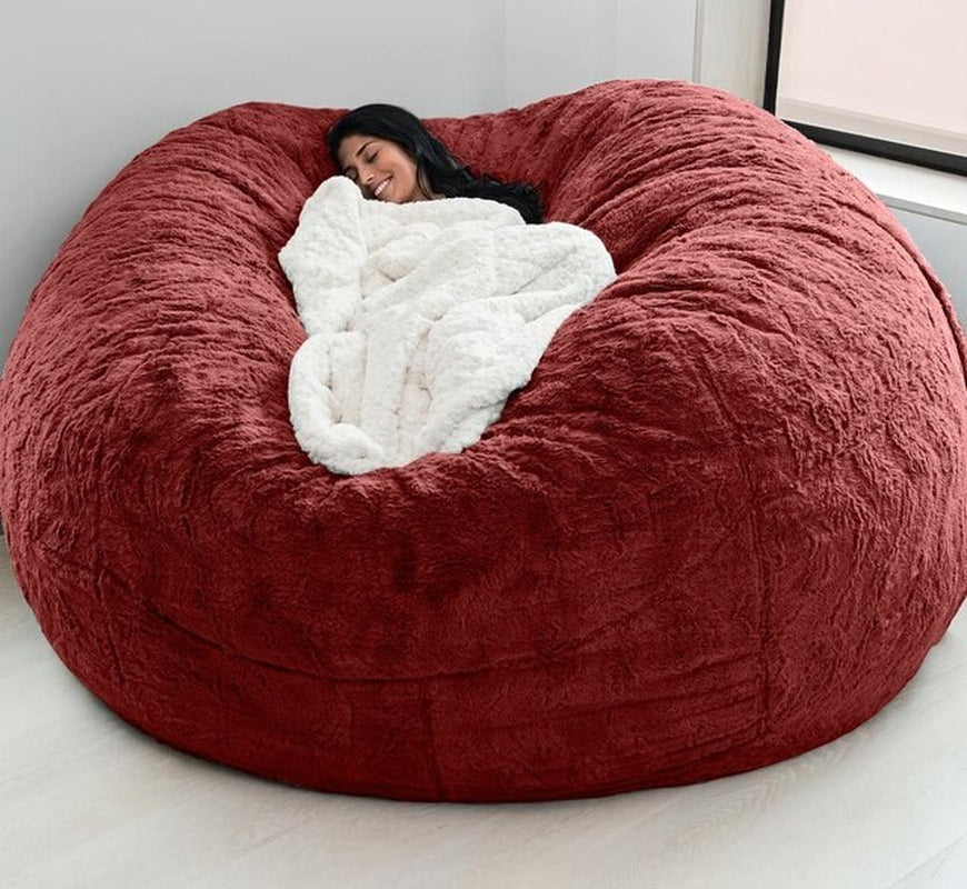 150CM Extra Large Bean Bag Chair with Furry Fur Cover Machine Washable Big Size Sofa and Giant Lounger Furniture