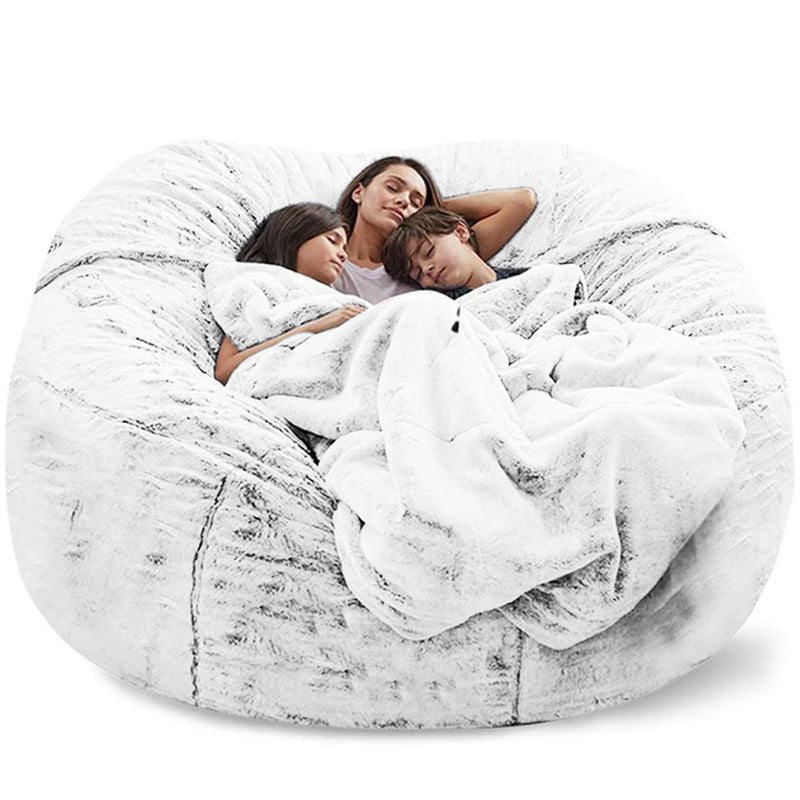 150CM Extra Large Bean Bag Chair with Furry Fur Cover Machine Washable Big Size Sofa and Giant Lounger Furniture