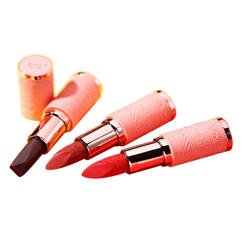 Orange-Material Waterproof Long-Lasting Lipstick with Diamond Carved Lipstick Lady'S Lip Cosmetics