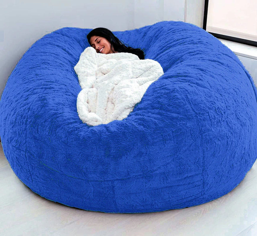 150CM Extra Large Bean Bag Chair with Furry Fur Cover Machine Washable Big Size Sofa and Giant Lounger Furniture