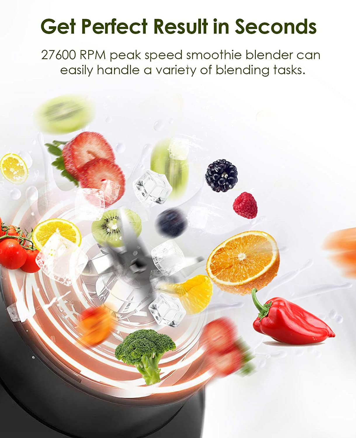 Smoothie Blenders for Kitchen, Countertop Blender with 50Oz Jar for Crushing Ice,Frozen Dessert,2 Speeds & Pulse Function, Bpa-Free,Black