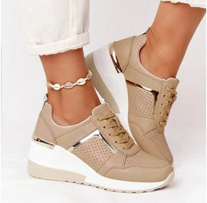 New Women Sneakers Lace-Up Wedge Sports Shoes Women'S Vulcanized Shoes Casual Platform Ladies Sneakers Comfy Females Shoes