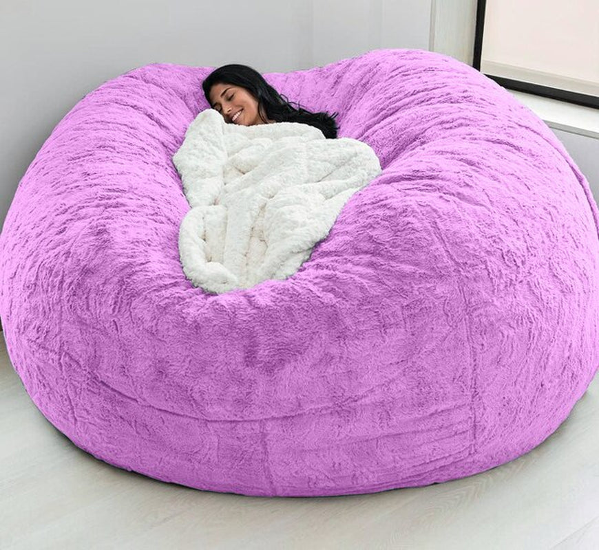 150CM Extra Large Bean Bag Chair with Furry Fur Cover Machine Washable Big Size Sofa and Giant Lounger Furniture