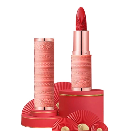 Orange-Material Waterproof Long-Lasting Lipstick with Diamond Carved Lipstick Lady'S Lip Cosmetics