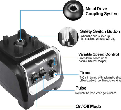 Professional Countertop Blender, 2200W High Power Commercial Blender for Shakes and Smoothies with 70Oz BPA Free Container, Built-In Timer Smoothie Maker Mixer for Crushing Ice, Frozen Dessert