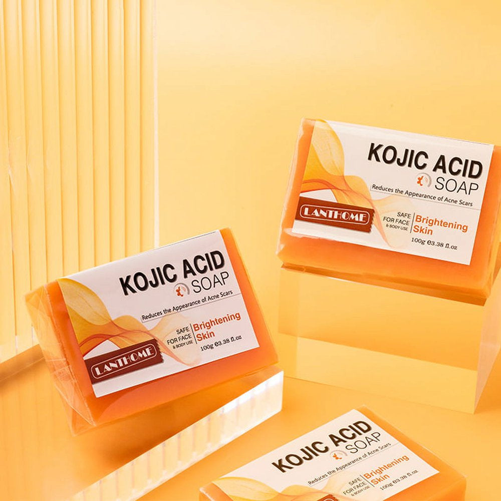 Professional Title: "Skin Brightening Kojic Acid and Turmeric Soap for Dark Spots and Acne - Face and Body Cleanser - Hand Soap Bar for Acne Control and Smooth Skin - 100G/3.38Oz"