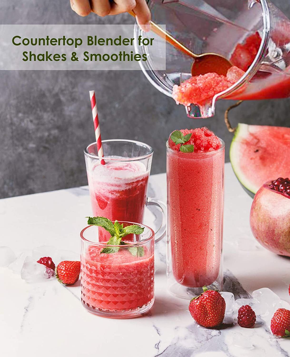 Smoothie Blenders for Kitchen, Countertop Blender with 50Oz Jar for Crushing Ice,Frozen Dessert,2 Speeds & Pulse Function, Bpa-Free,Black