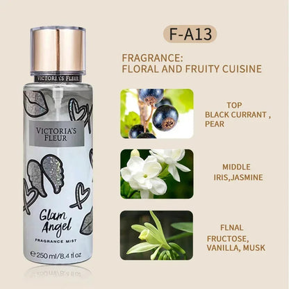 Fresh Body Spray Flower Fruit Lasting Natural Plant Love Spell Scent Velvet Petal Fragrance Crushed Flash Gold Deodorant 250Ml