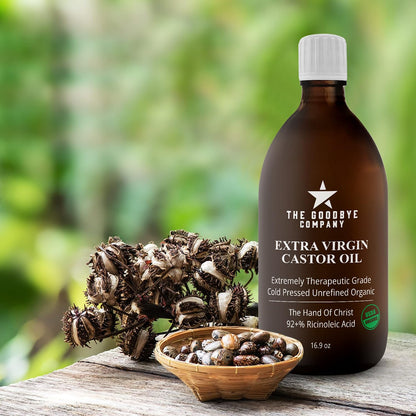 Hello Castor Oil USDA Certified Organic Glass Bottle Pure Cold-Pressed 100% Natural Virgin Castor Oil Moisturising for Skin Hair Growth Product for Eyelashes Food Grade Hexane & BPA Free (470Mls)