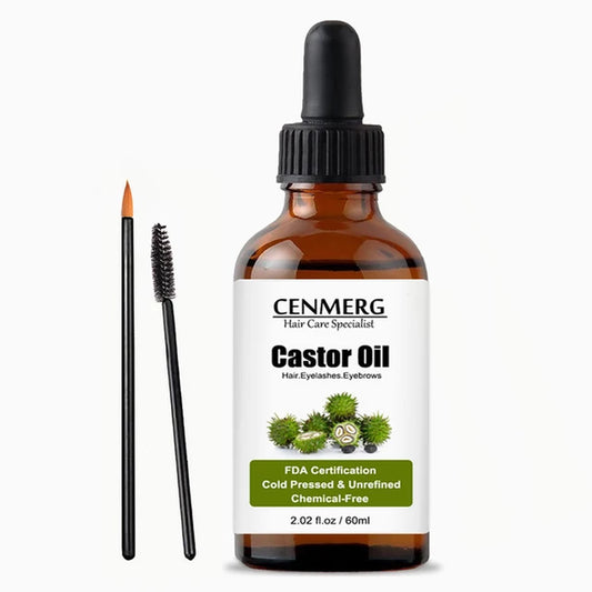Organic Castor Oil 2.02Fl.Oz(60Ml) 100%Pure Cold Pressed Castor Oil Hair Growth Essential Oils Essence for Eyelashes/Eyebrows