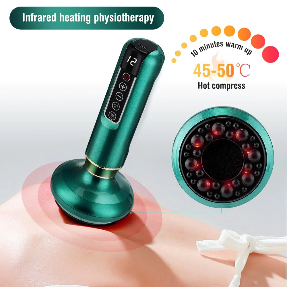 Electric Cupping Massager Vacuum Suction Cup Guasha anti Cellulite Beauty Health Scraping Infrared Heat Slimming Massage Therapy