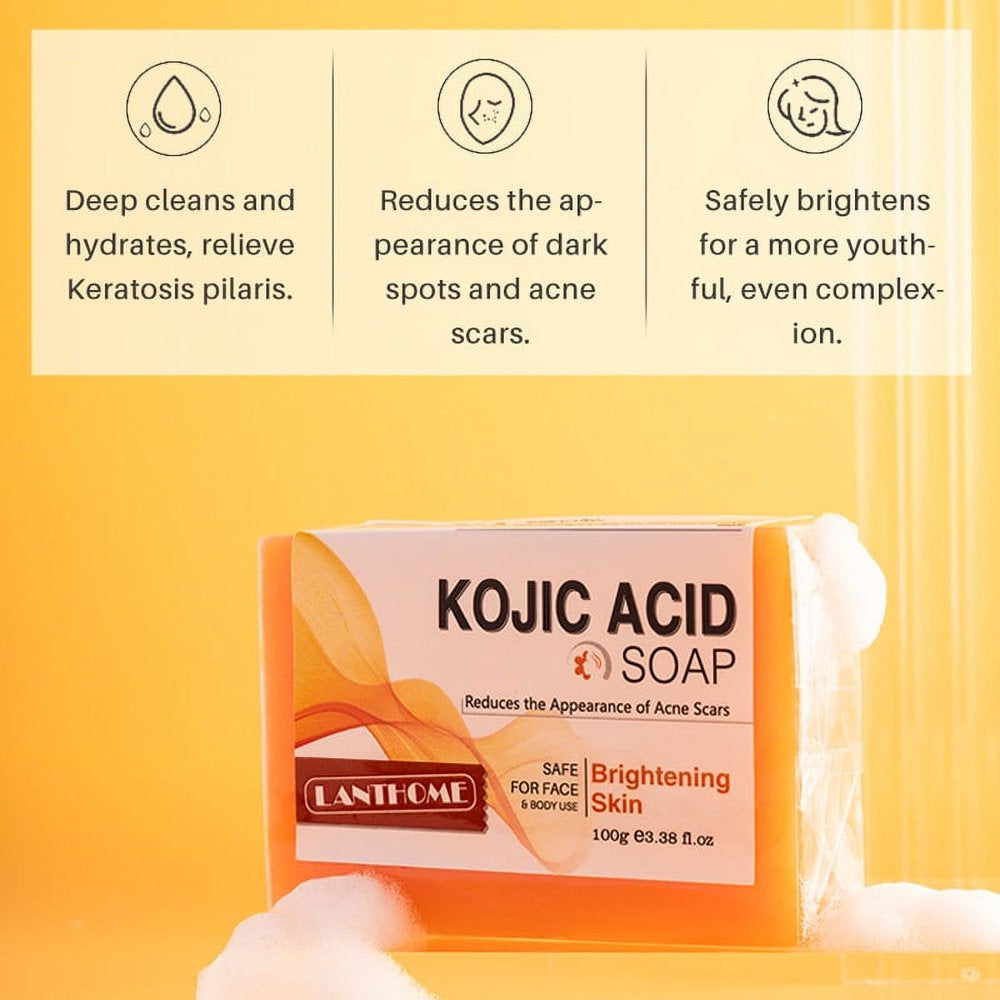Professional Title: "Skin Brightening Kojic Acid and Turmeric Soap for Dark Spots and Acne - Face and Body Cleanser - Hand Soap Bar for Acne Control and Smooth Skin - 100G/3.38Oz"
