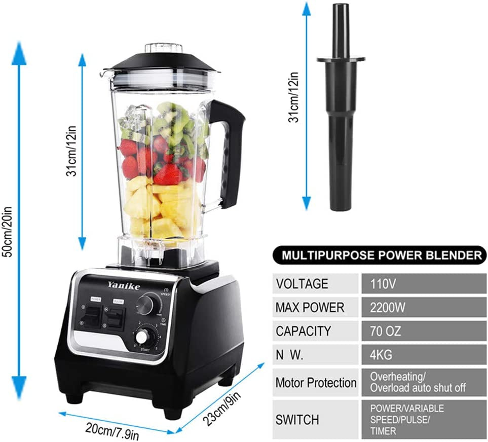 Professional Countertop Blender, 2200W High Power Commercial Blender for Shakes and Smoothies with 70Oz BPA Free Container, Built-In Timer Smoothie Maker Mixer for Crushing Ice, Frozen Dessert