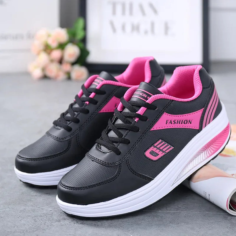 "Women's Breathable Sneakers: Comfortable Vulcanized Platform Wedge Shoes for Ladies"