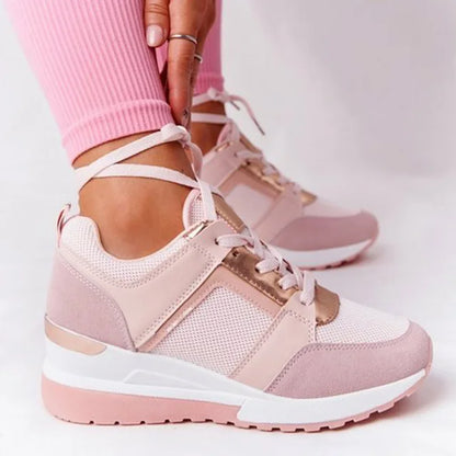 New Women Sneakers Lace-Up Wedge Sports Shoes Women'S Vulcanized Shoes Casual Platform Ladies Sneakers Comfy Females Shoes