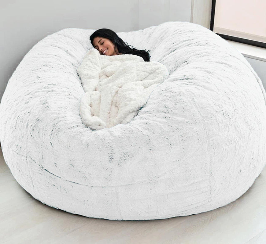 150CM Extra Large Bean Bag Chair with Furry Fur Cover Machine Washable Big Size Sofa and Giant Lounger Furniture