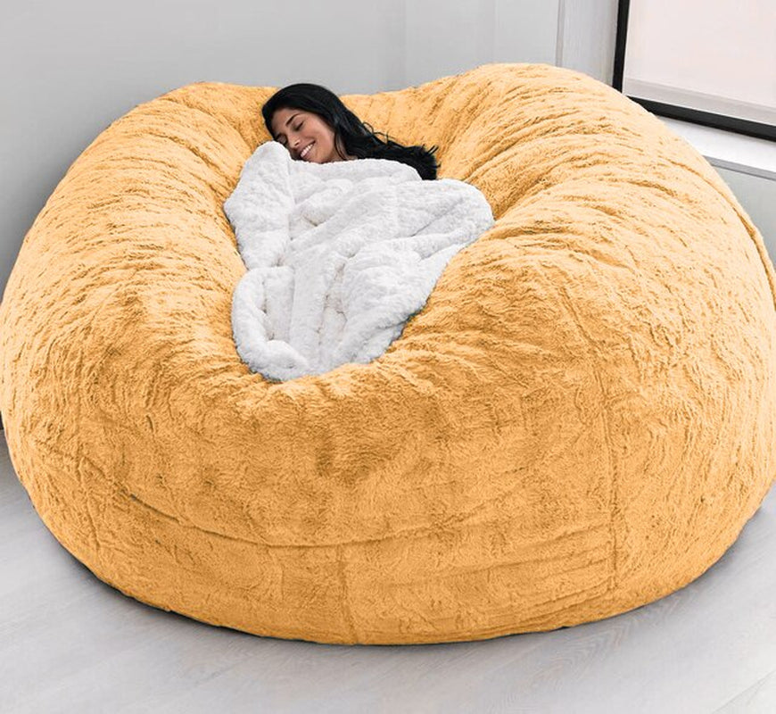 150CM Extra Large Bean Bag Chair with Furry Fur Cover Machine Washable Big Size Sofa and Giant Lounger Furniture