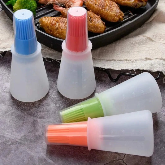 2.2Oz Silicone BBQ Oil Bottle Brush - Heat-Resistant Flat-Bottom Design for Barbecue Cooking & Baking - Easy to Clean & Suitable