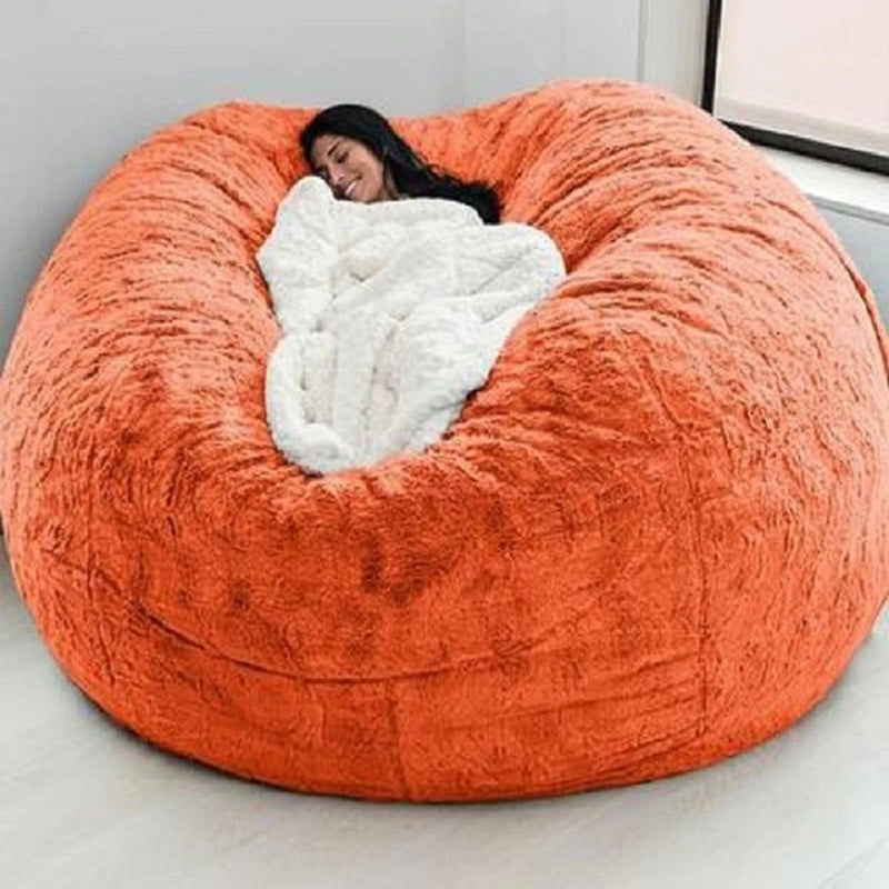 150CM Extra Large Bean Bag Chair with Furry Fur Cover Machine Washable Big Size Sofa and Giant Lounger Furniture