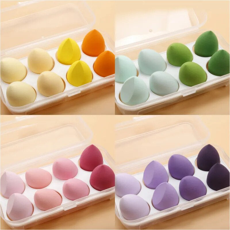 4/8PC Face Makeup Sponge with Box Liquid Foundation Powder Wet Dry Use Cosmetic Puff Hydrophilic Smooth Soft Sponge Beauty Tools