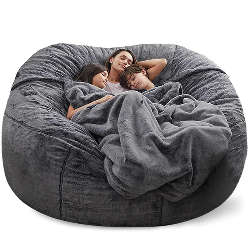 150CM Extra Large Bean Bag Chair with Furry Fur Cover Machine Washable Big Size Sofa and Giant Lounger Furniture