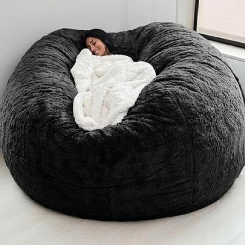 150CM Extra Large Bean Bag Chair with Furry Fur Cover Machine Washable Big Size Sofa and Giant Lounger Furniture